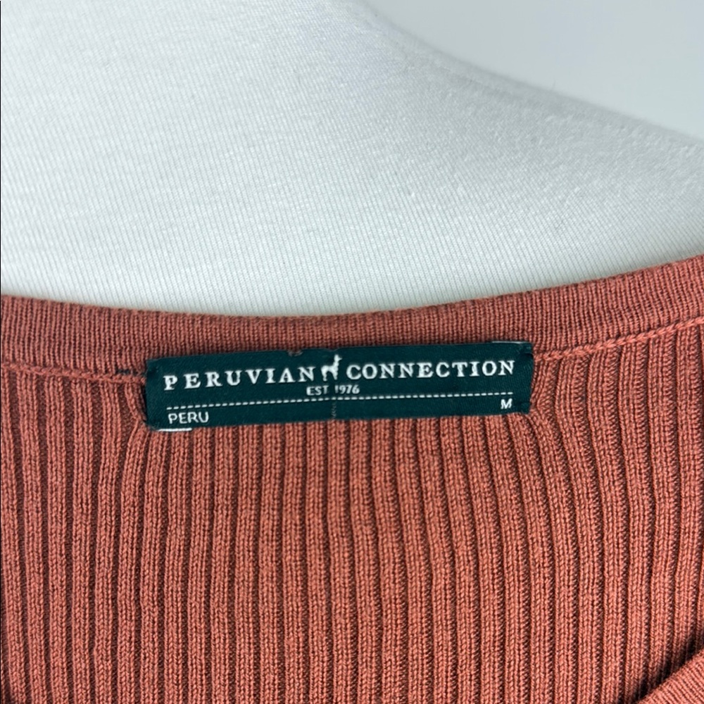 Peruvian Connection-Women's Rust Ribbed Top - Picture 5 of 6